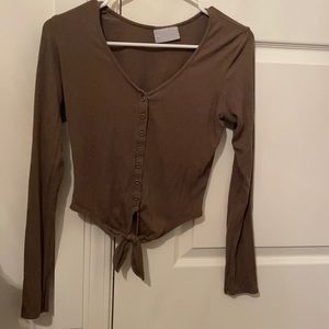 Dark Green Long sleeve tie shirt